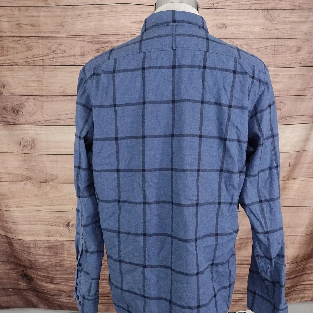 Banana‎ Republic Camden Fit Luxe Flannel Shirt Mens L Blue Plaid Button-Up